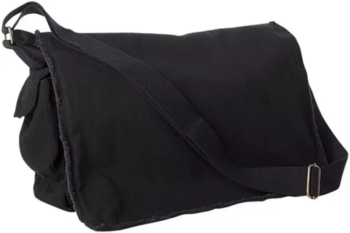 14 oz Pigment-Dyed Raw-Edge Enzyme-Washed Messenger Bag
