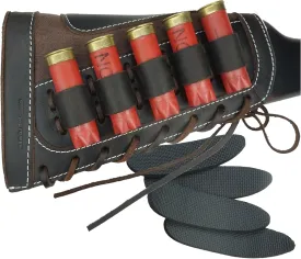 Adjustable Leather Buttstock Cartridge Ammo Holder for 12 Gauge Ammo Pouch Bag Stock 12GA Shotgun Shell Holder