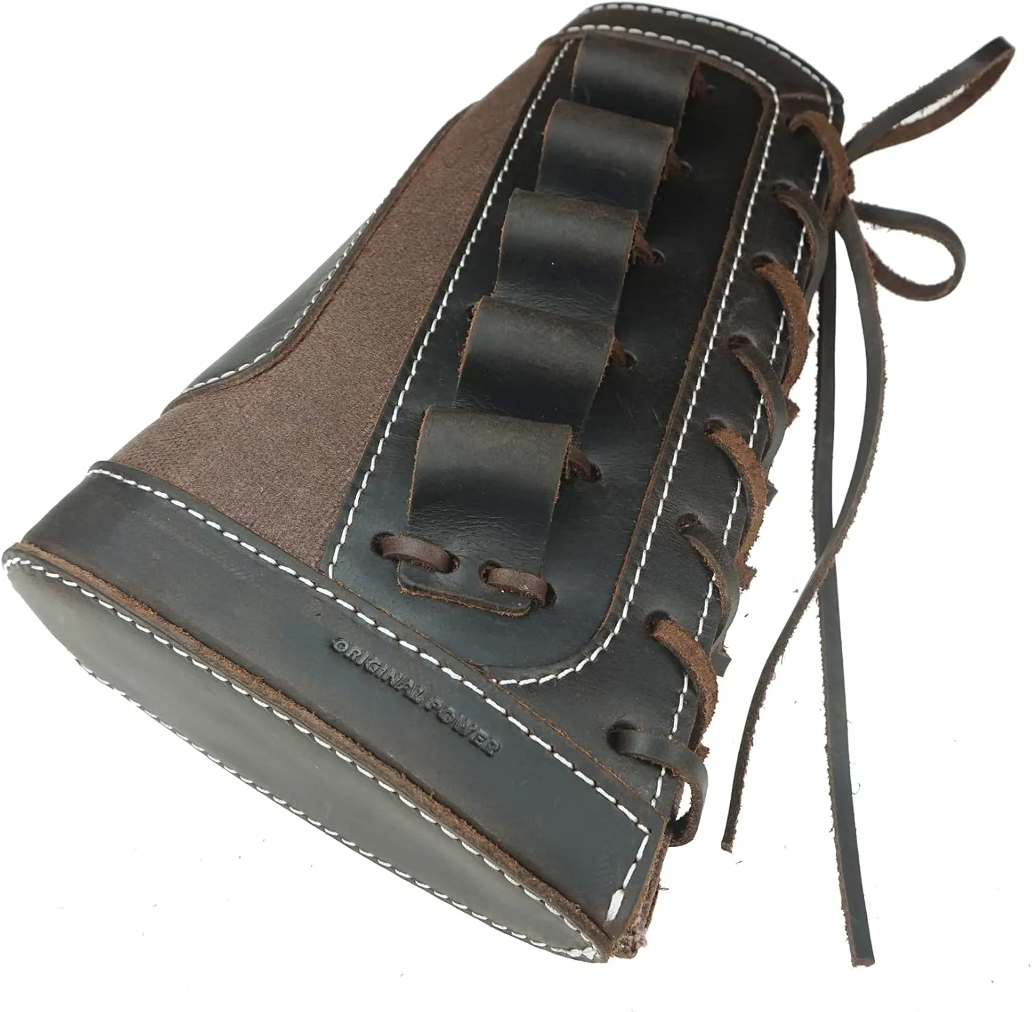 Adjustable Leather Buttstock Cartridge Ammo Holder for 12 Gauge Ammo Pouch Bag Stock 12GA Shotgun Shell Holder