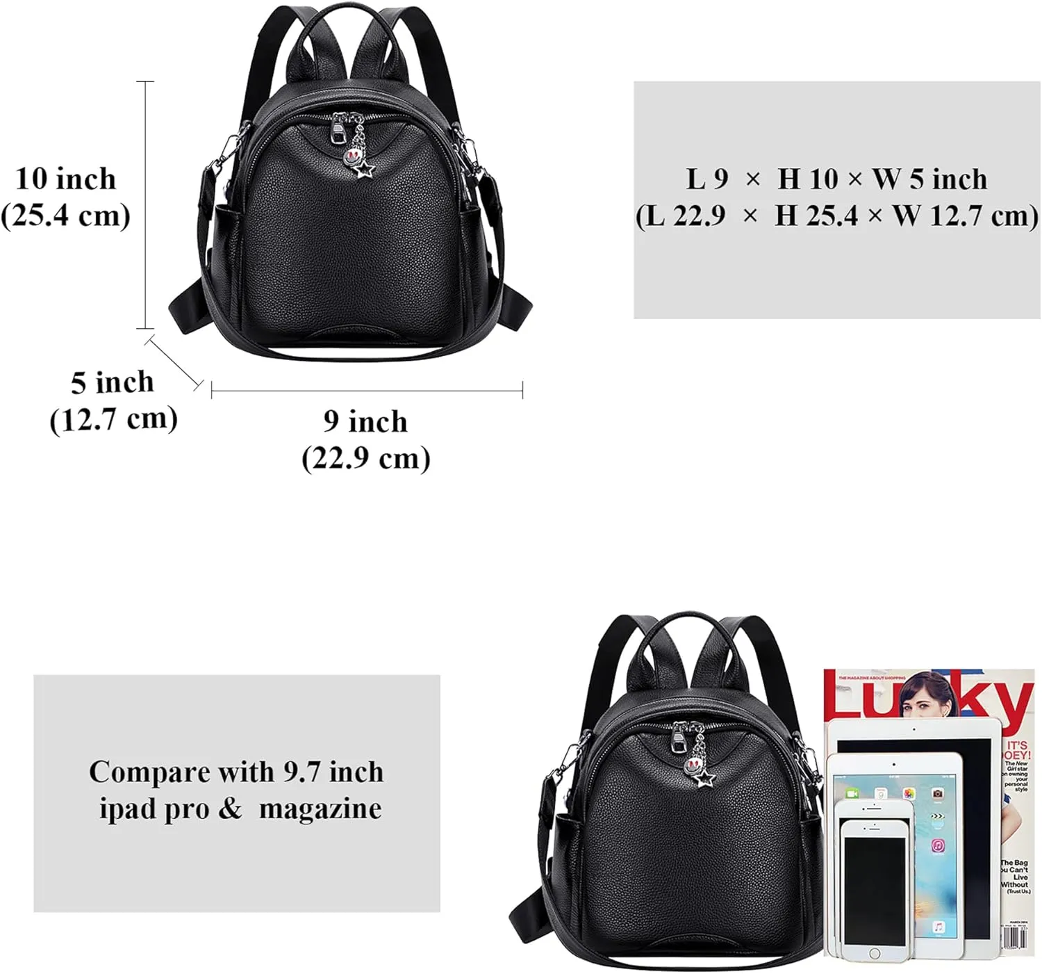 ALTOSY Soft Genuine Leather Backpack for Women Small Convertible Backpack Purse Shoulder Bag for Ladies
