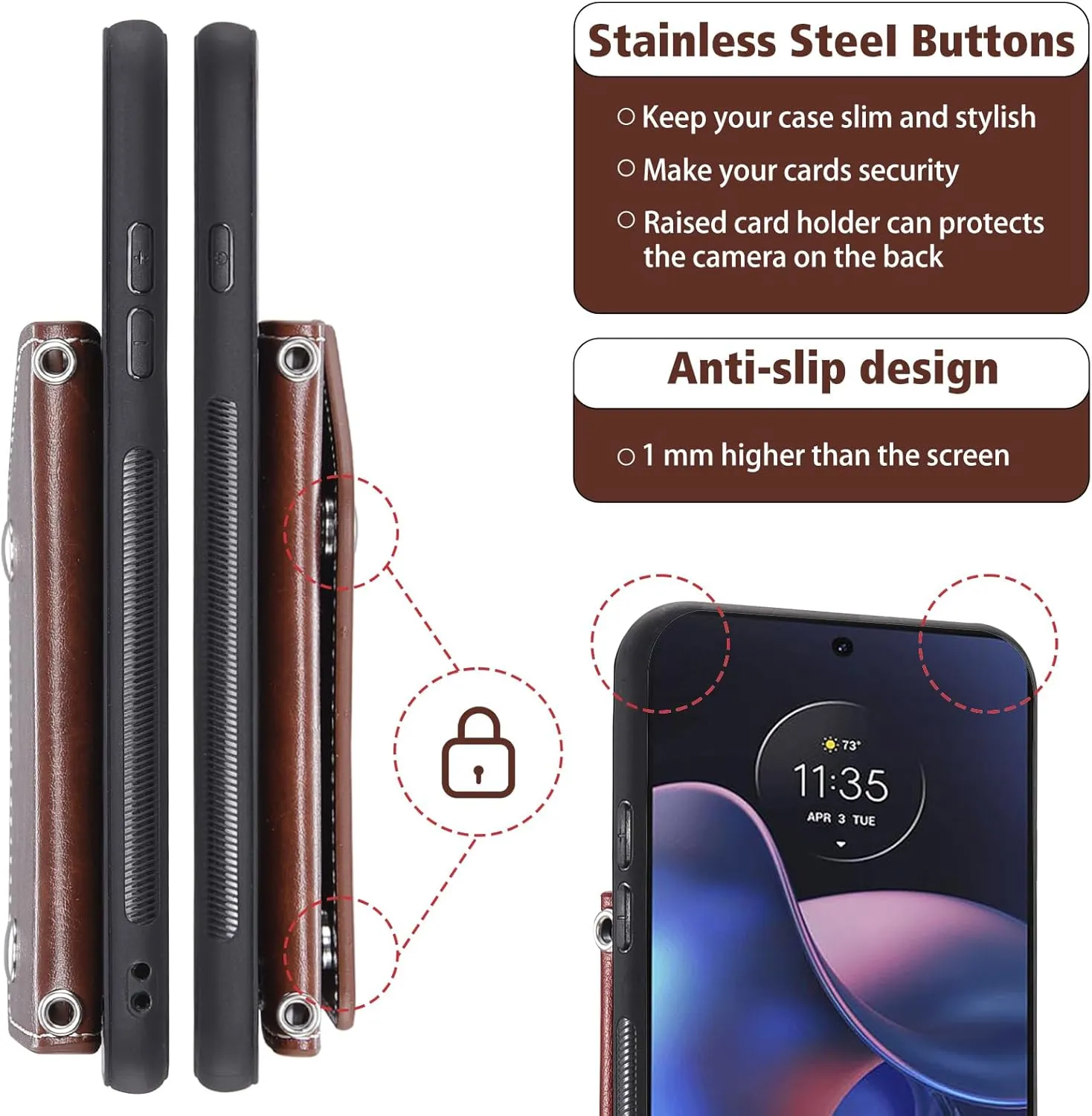 Asuwish Phone Case for Motorola Moto Edge 2022/MotoEdge 5G UW 2022 Wallet Cover with Tempered Glass Screen Protector Card Holder Crossbody Strap Cell Accessories Gen 3 XT2205-1 XT2205-2 6.6 Men Brown