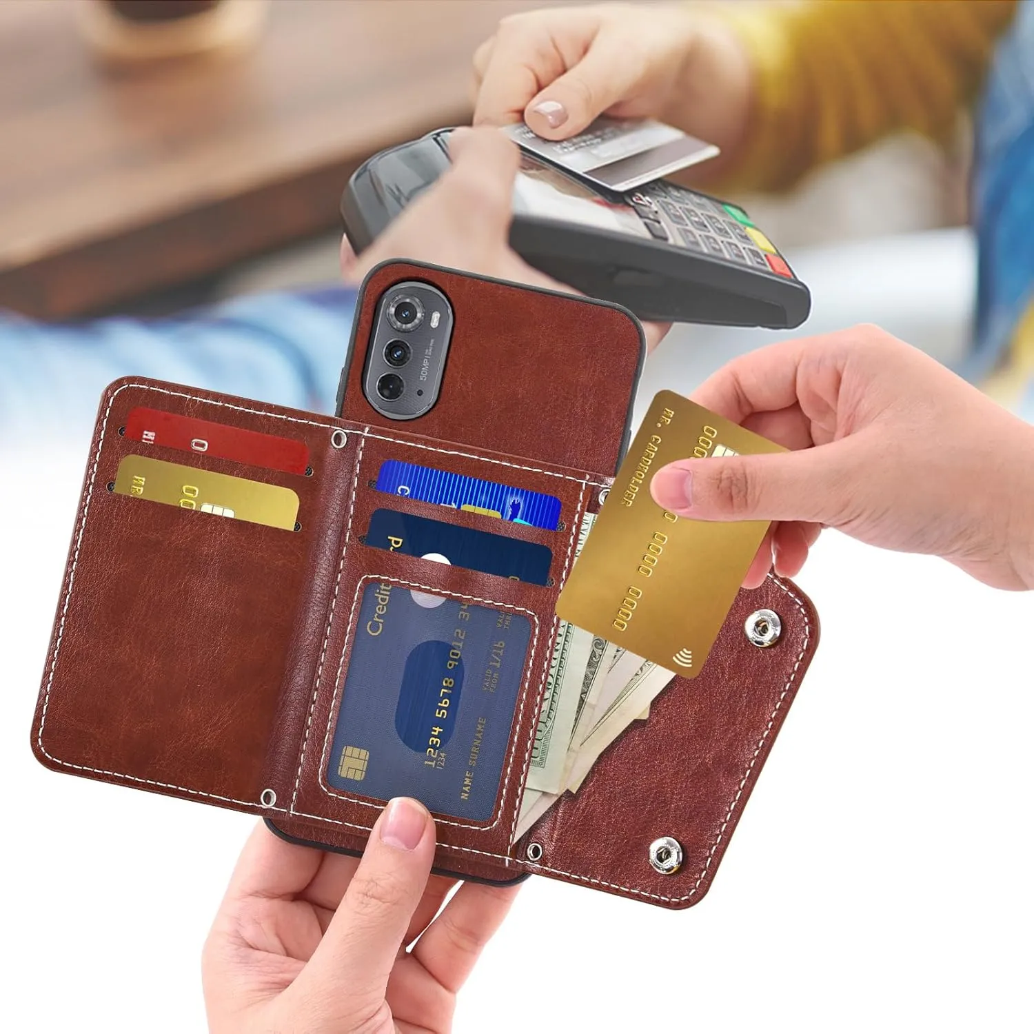 Asuwish Phone Case for Motorola Moto Edge 2022/MotoEdge 5G UW 2022 Wallet Cover with Tempered Glass Screen Protector Card Holder Crossbody Strap Cell Accessories Gen 3 XT2205-1 XT2205-2 6.6 Men Brown