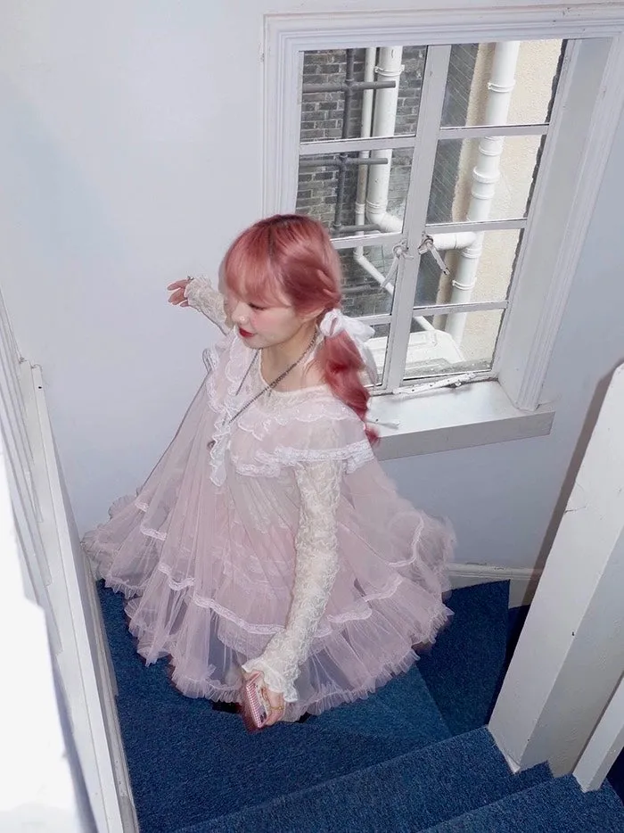 [August Unicorn] Rose romance transparent outer dress