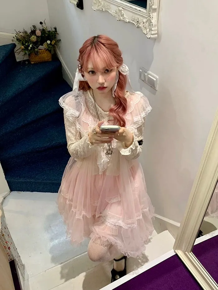 [August Unicorn] Rose romance transparent outer dress