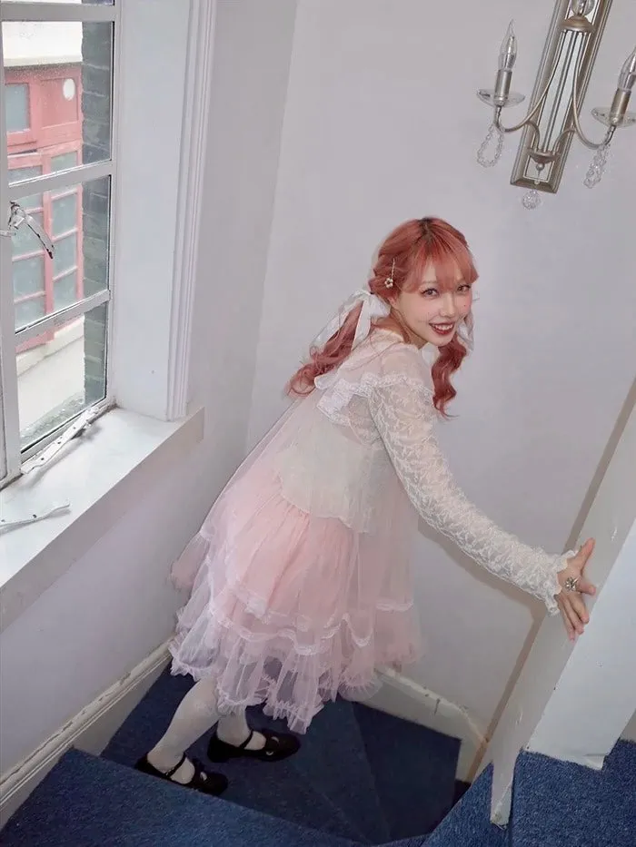 [August Unicorn] Rose romance transparent outer dress