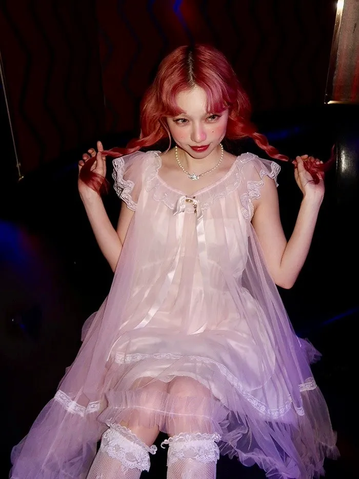 [August Unicorn] Rose romance transparent outer dress