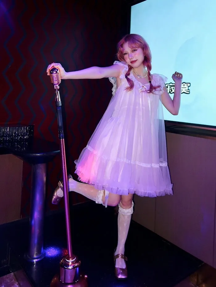 [August Unicorn] Rose romance transparent outer dress