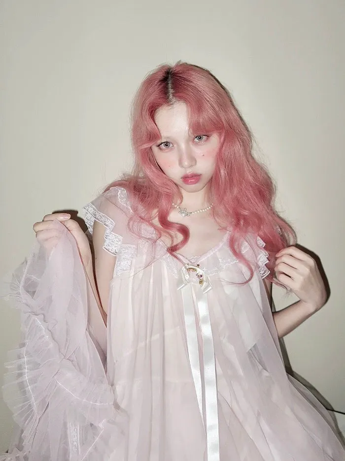 [August Unicorn] Rose romance transparent outer dress