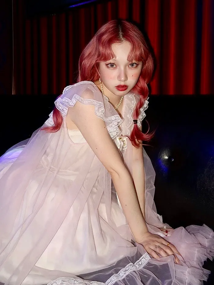[August Unicorn] Rose romance transparent outer dress