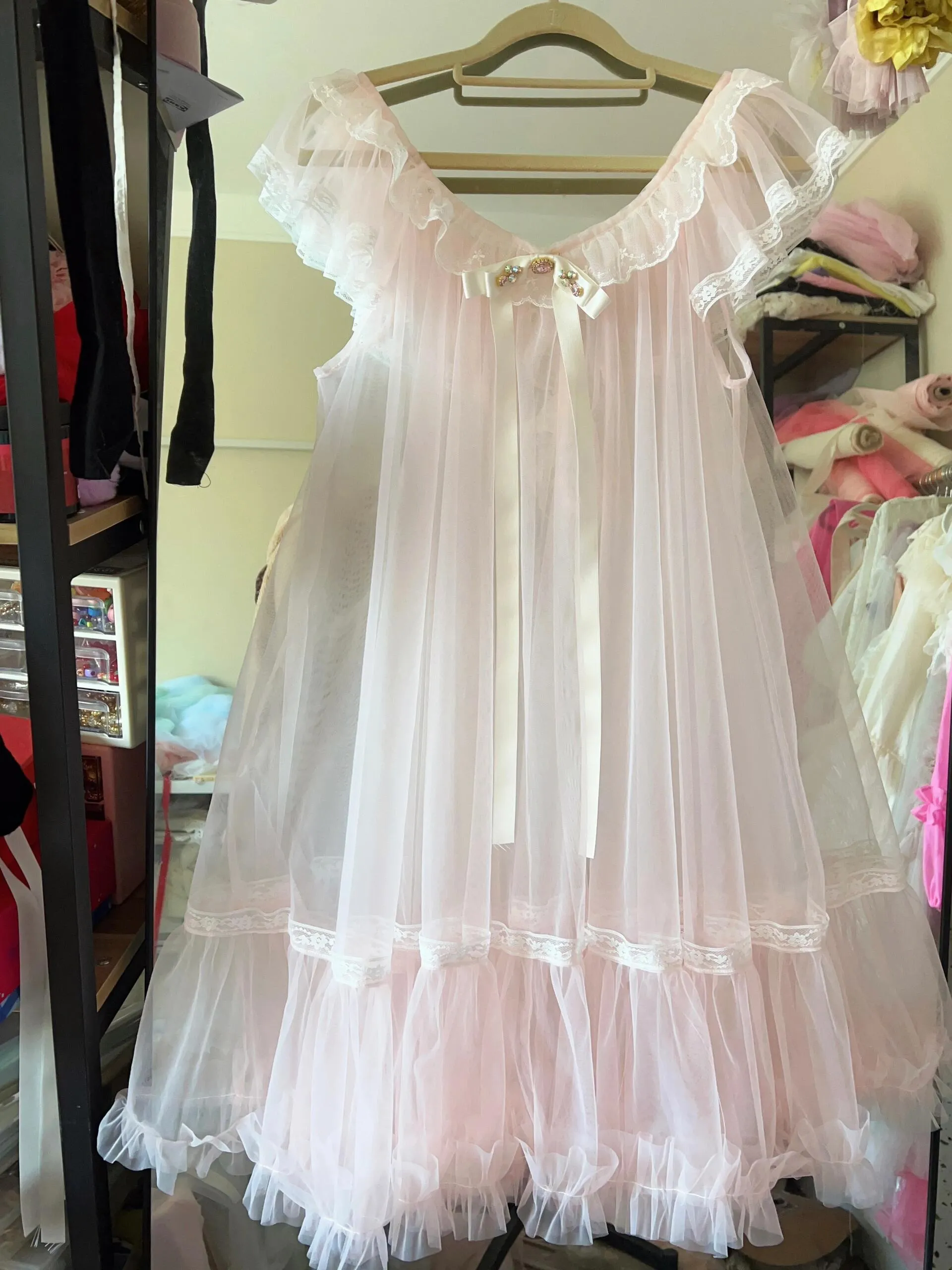 [August Unicorn] Rose romance transparent outer dress