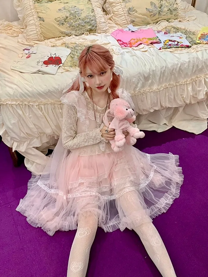 [August Unicorn] Rose romance transparent outer dress