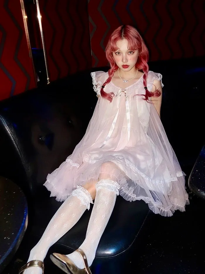 [August Unicorn] Rose romance transparent outer dress