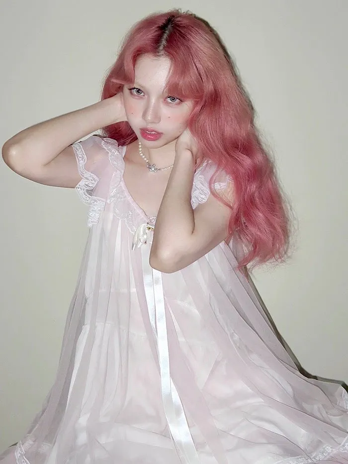 [August Unicorn] Rose romance transparent outer dress