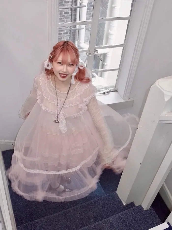 [August Unicorn] Rose romance transparent outer dress