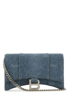 BALENCIAGA | Embroidered denim Hourglass wallet
