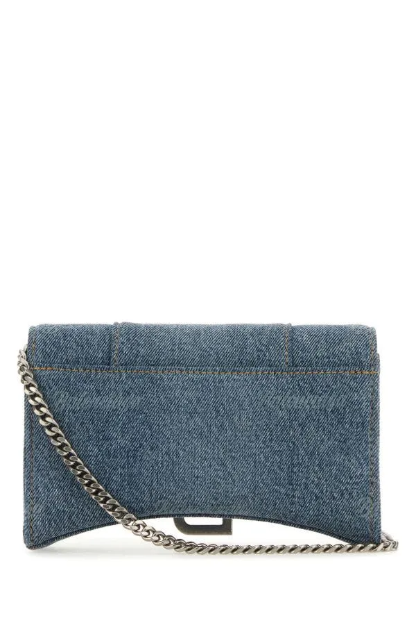 BALENCIAGA | Embroidered denim Hourglass wallet