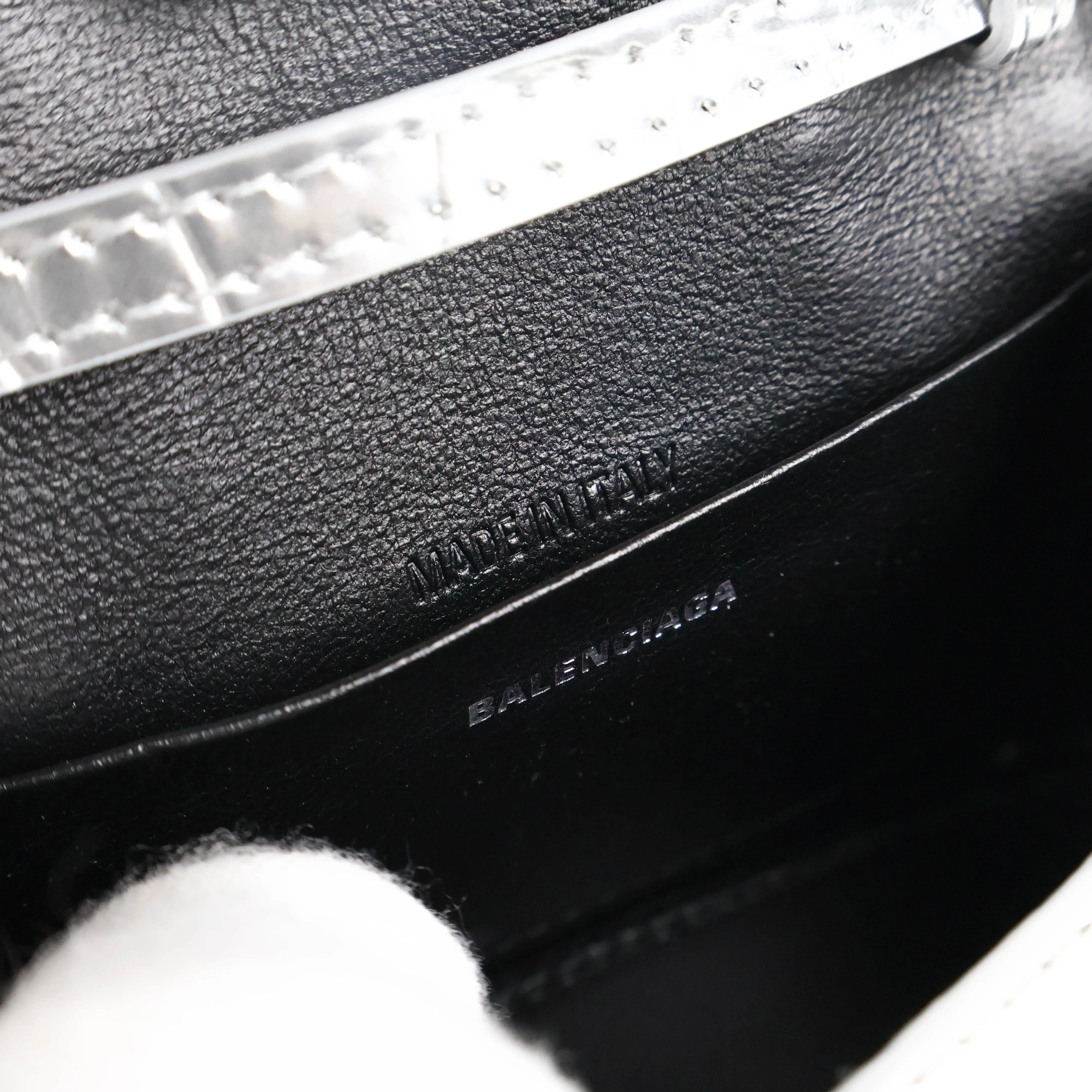 Balenciaga Hourglas Extra Small Croc Embossed Silver