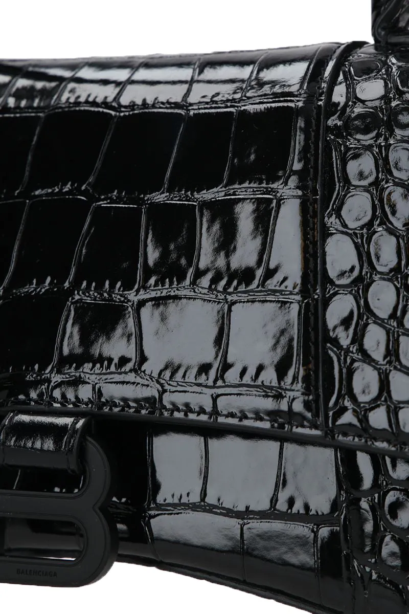 BALENCIAGA Hourglass S in Croc Embossed Leather