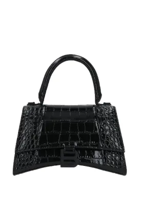 BALENCIAGA Hourglass S in Croc Embossed Leather