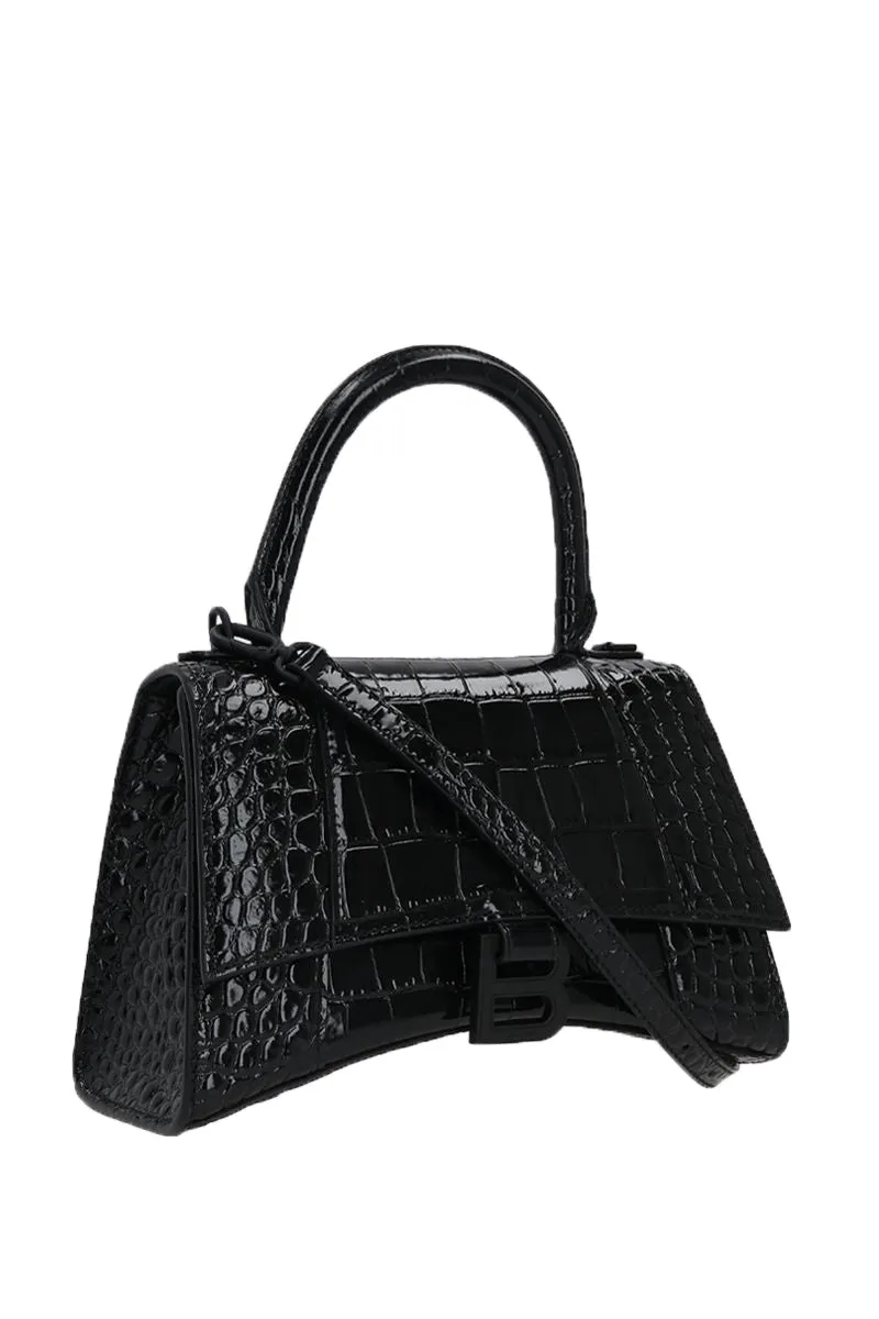 BALENCIAGA Hourglass S in Croc Embossed Leather