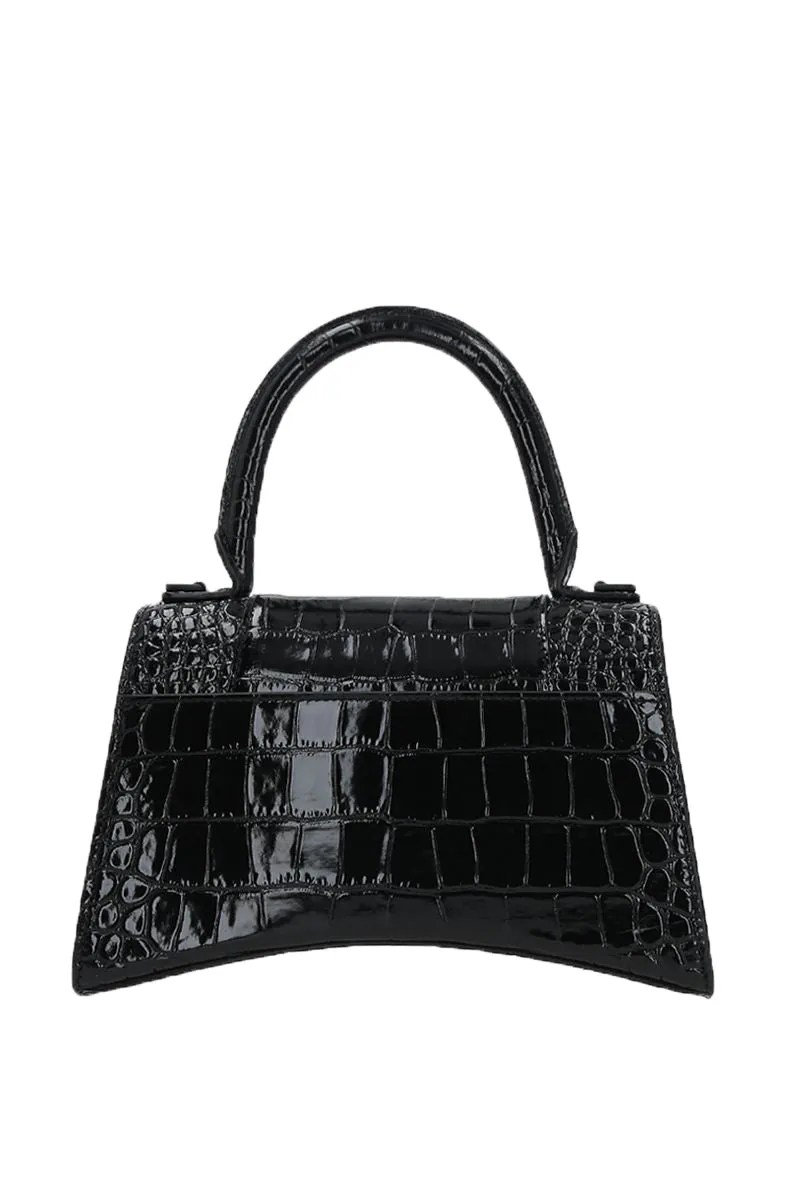 BALENCIAGA Hourglass S in Croc Embossed Leather
