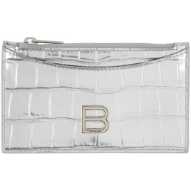 Balenciaga Silver Croc Long Hourglass Card Holder