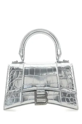 BALENCIAGA | Silver leather XS Hourglass handbag