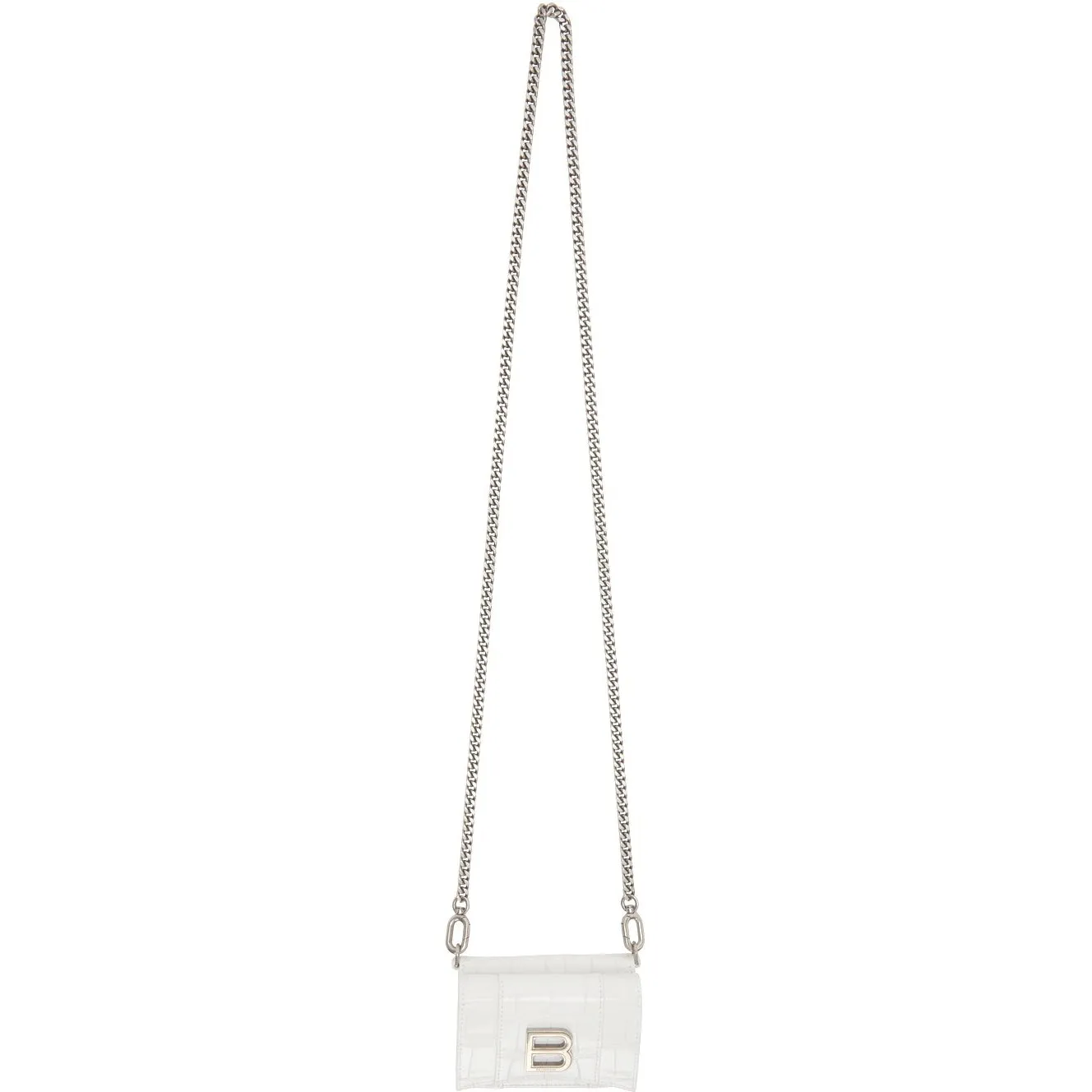 Balenciaga White Croc Mini Hourglass Wallet Bag