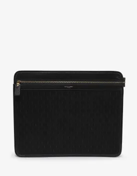 Black Monogram Suede Leather Document Holder