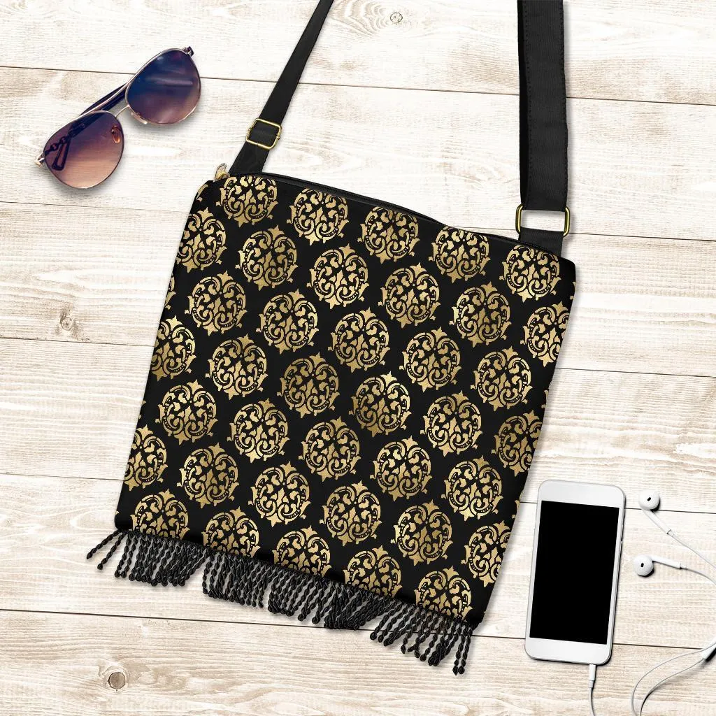 Boho Bag (Canvas) - Yellow Pattern #103 | Hobo Slouchy Bag Crossbody, Shoulder Bags for Women Hobo, Pattern Hobo Bag, Boho Hobo Bag