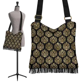 Boho Bag (Canvas) - Yellow Pattern #103 | Hobo Slouchy Bag Crossbody, Shoulder Bags for Women Hobo, Pattern Hobo Bag, Boho Hobo Bag