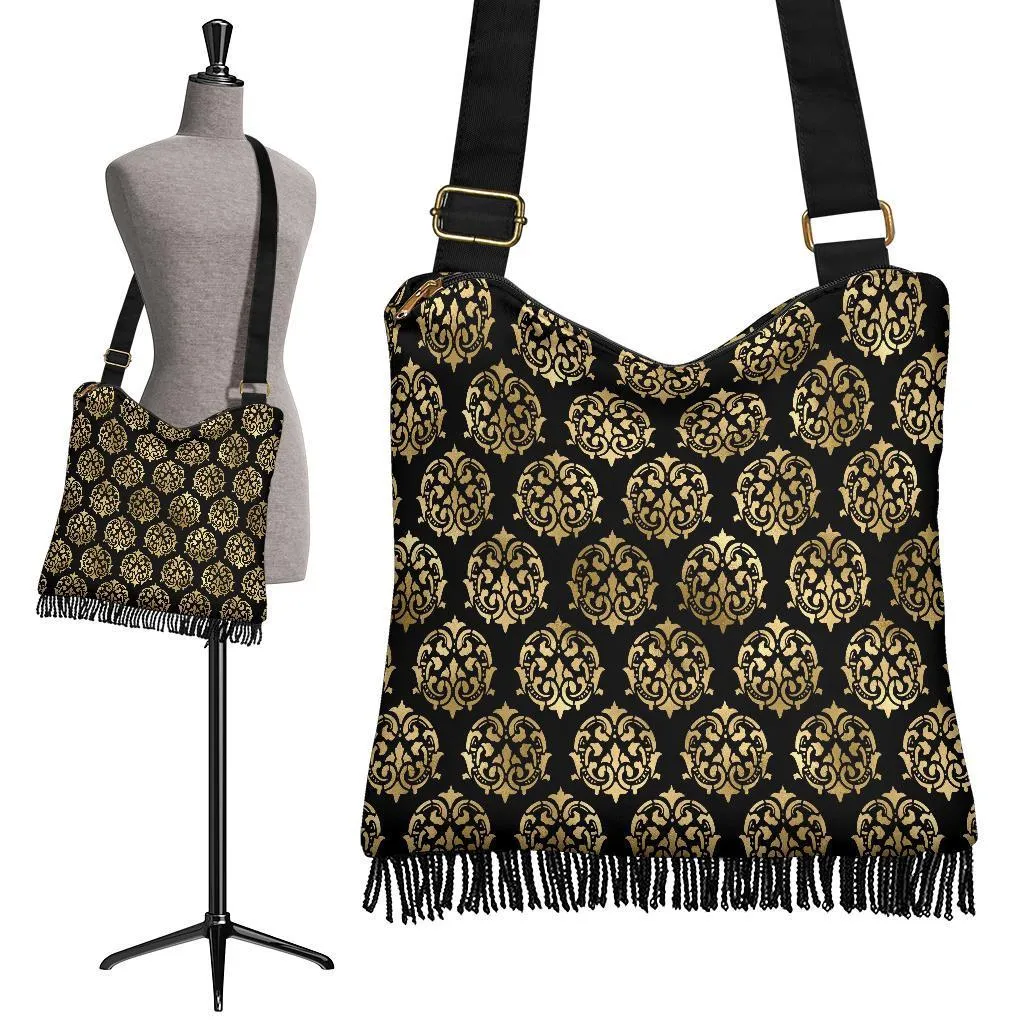 Boho Bag (Canvas) - Yellow Pattern #103 | Hobo Slouchy Bag Crossbody, Shoulder Bags for Women Hobo, Pattern Hobo Bag, Boho Hobo Bag