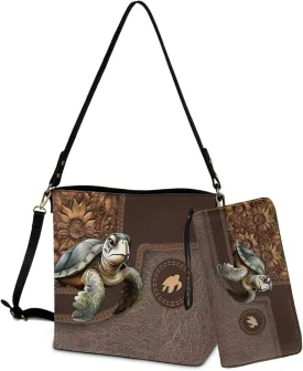 Bucket Crossbody Bag Set for Women Lady, Leather Purse and Wallet Set Large Bucket Bag with Wallet