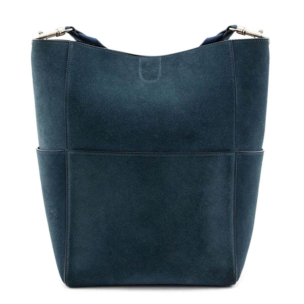 Celine Blue Suede Calfskin Sangle Bucket Bag