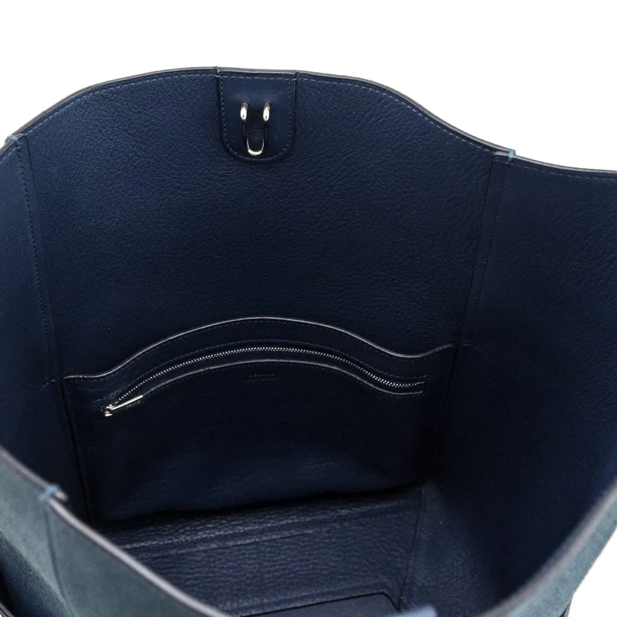 Celine Blue Suede Calfskin Sangle Bucket Bag