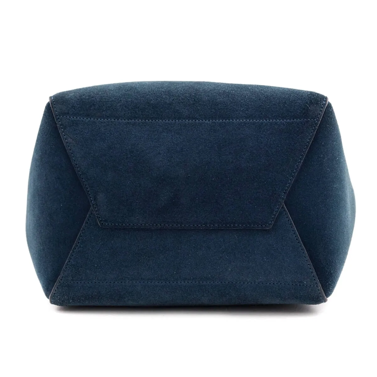 Celine Blue Suede Calfskin Sangle Bucket Bag