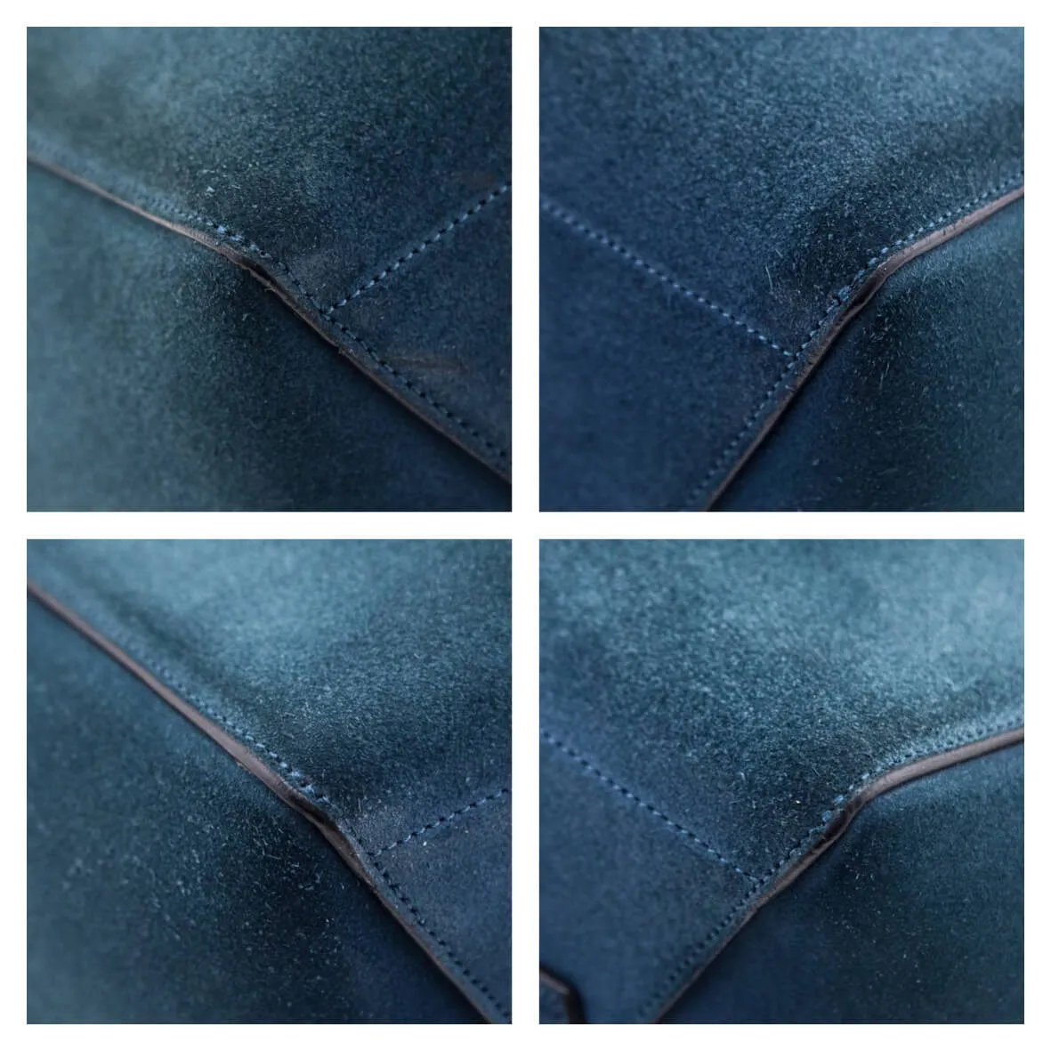 Celine Blue Suede Calfskin Sangle Bucket Bag
