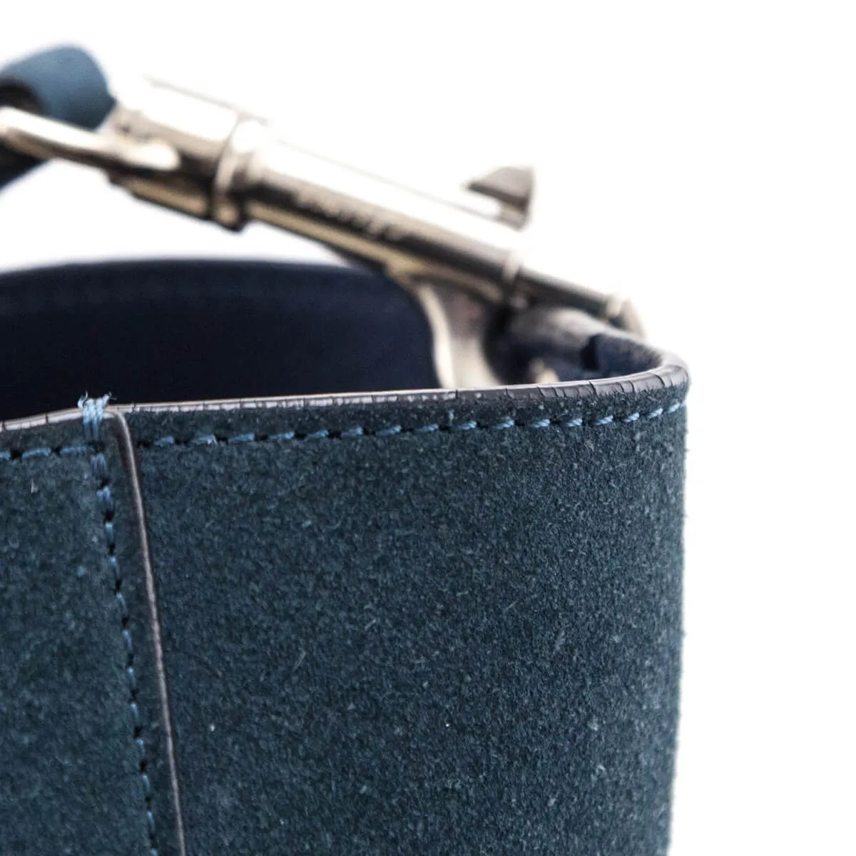 Celine Blue Suede Calfskin Sangle Bucket Bag