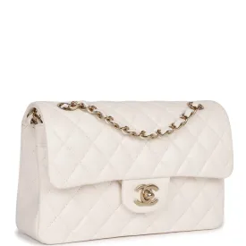 Chanel bag Small Classic Double Flap Bag White Caviar Light Gold Hardware