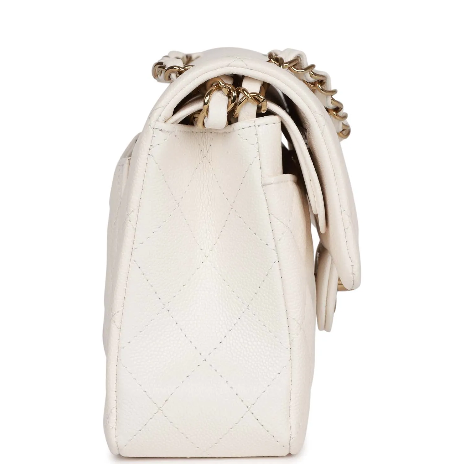 Chanel bag Small Classic Double Flap Bag White Caviar Light Gold Hardware
