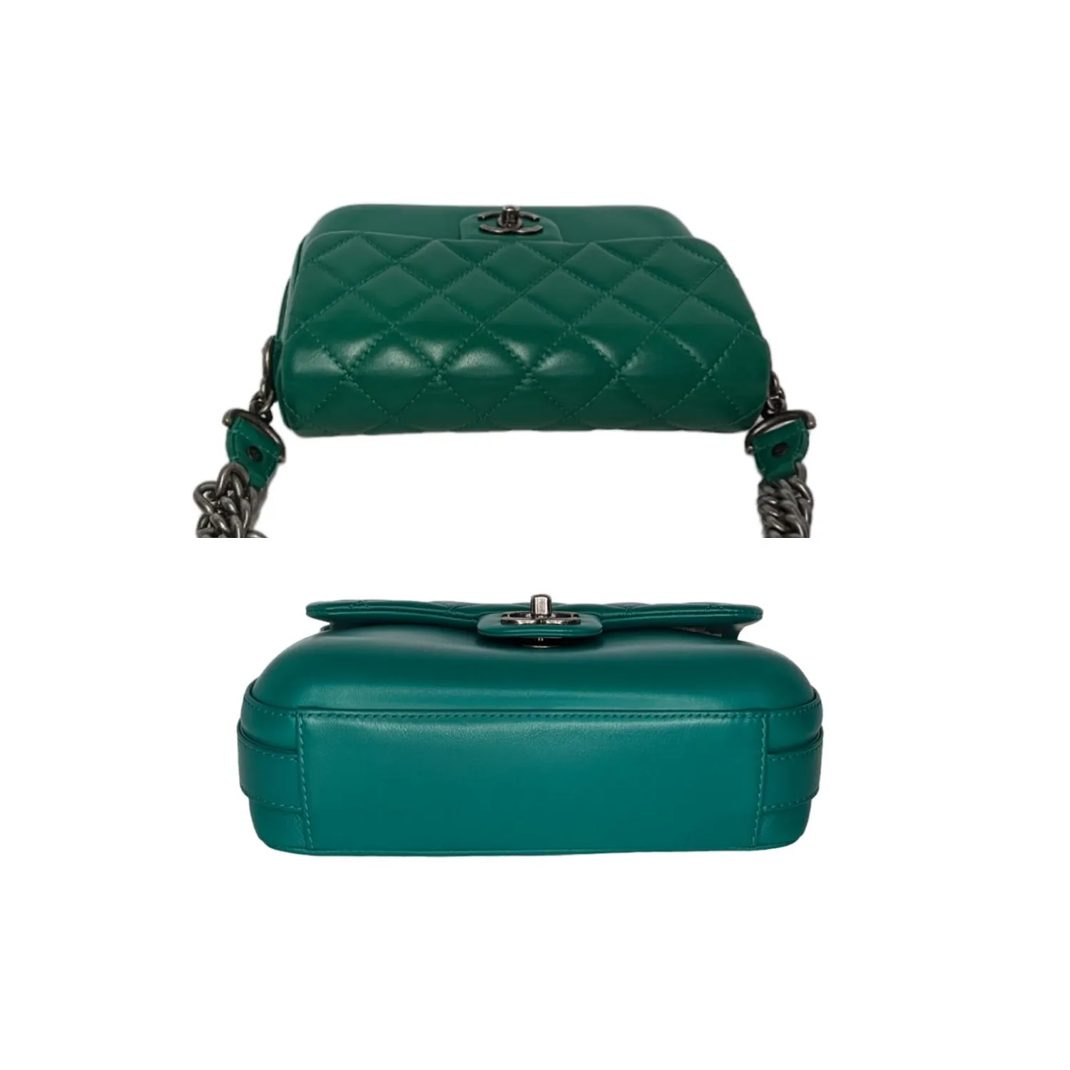 Chanel Calfskin Medium Rock My Shoulder Flap Green
