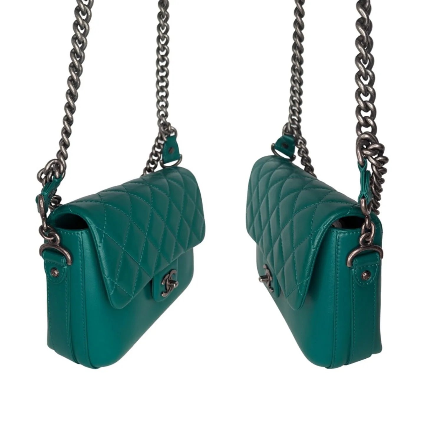 Chanel Calfskin Medium Rock My Shoulder Flap Green