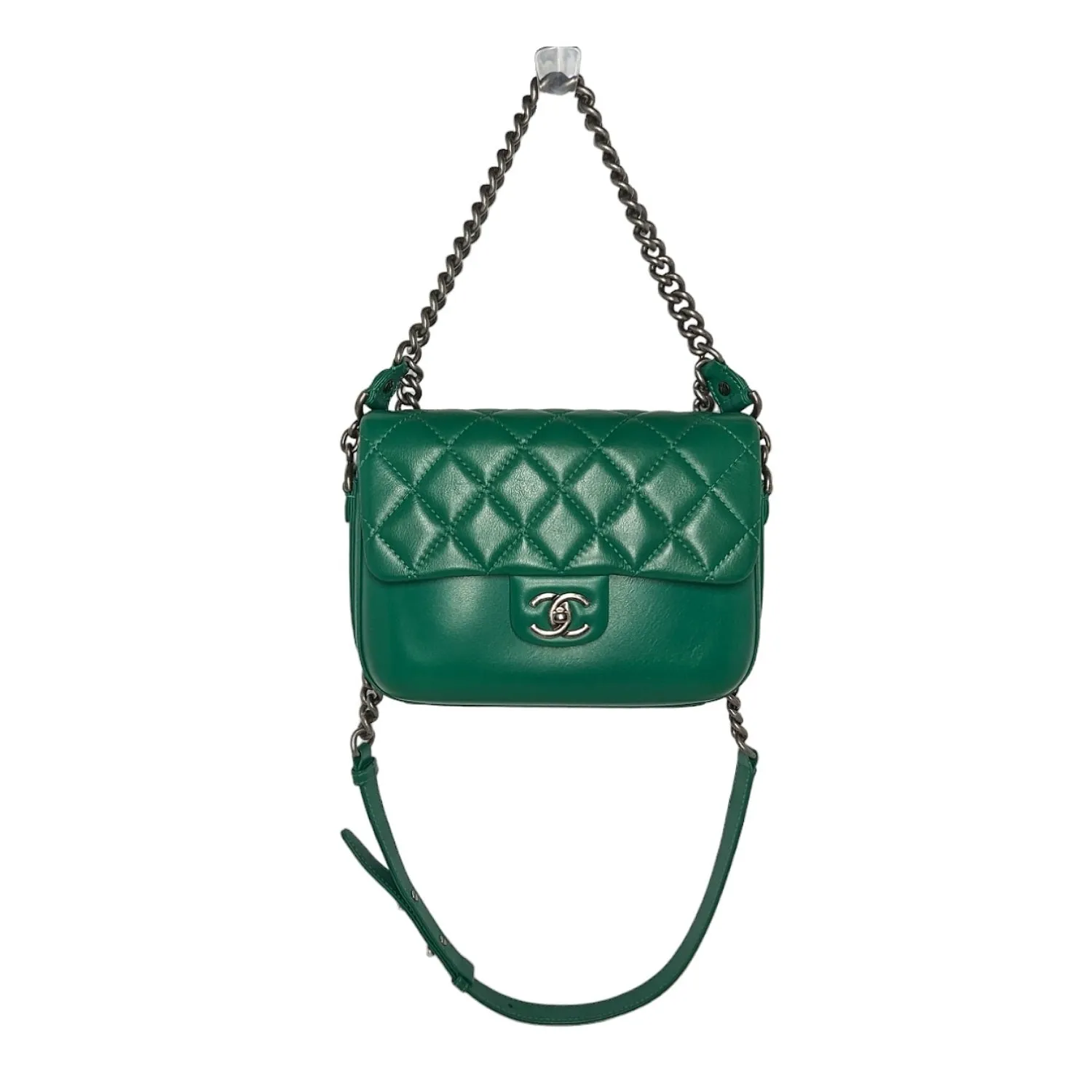 Chanel Calfskin Medium Rock My Shoulder Flap Green