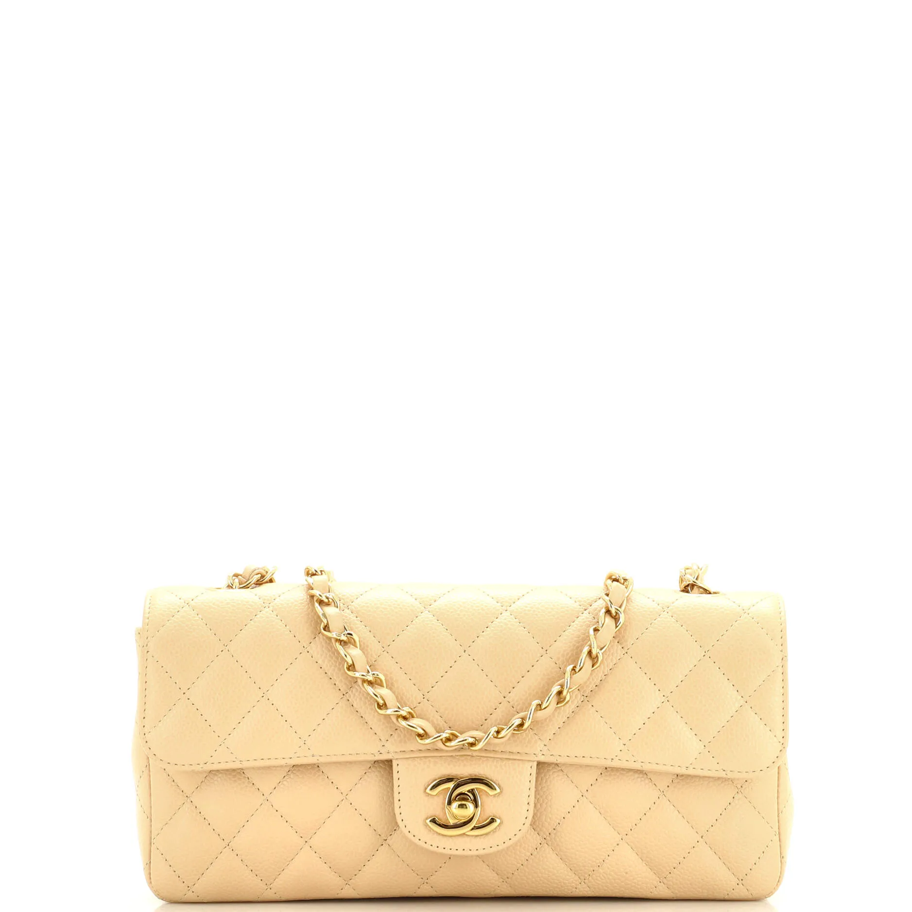 CHANEL Classic Single Flap Bag Quilted Caviar East West
