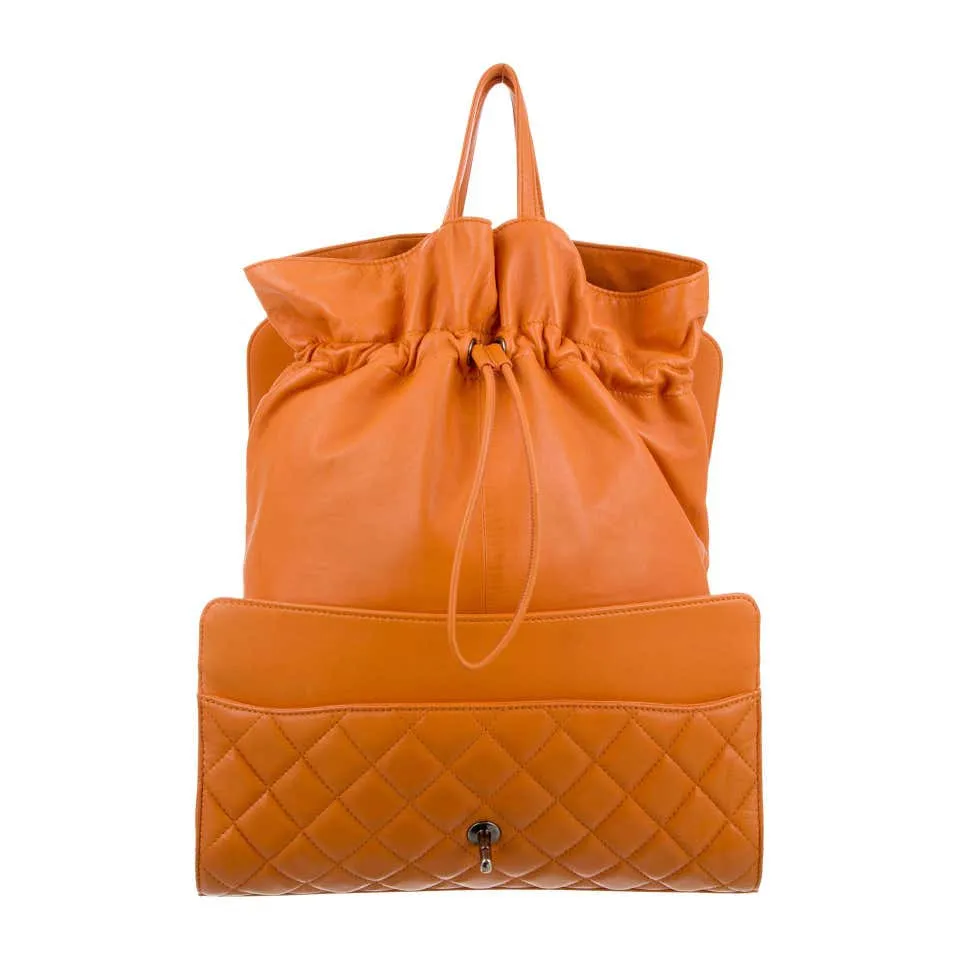 Chanel Mandarin Orange Shopper Drawstring Flap Bag