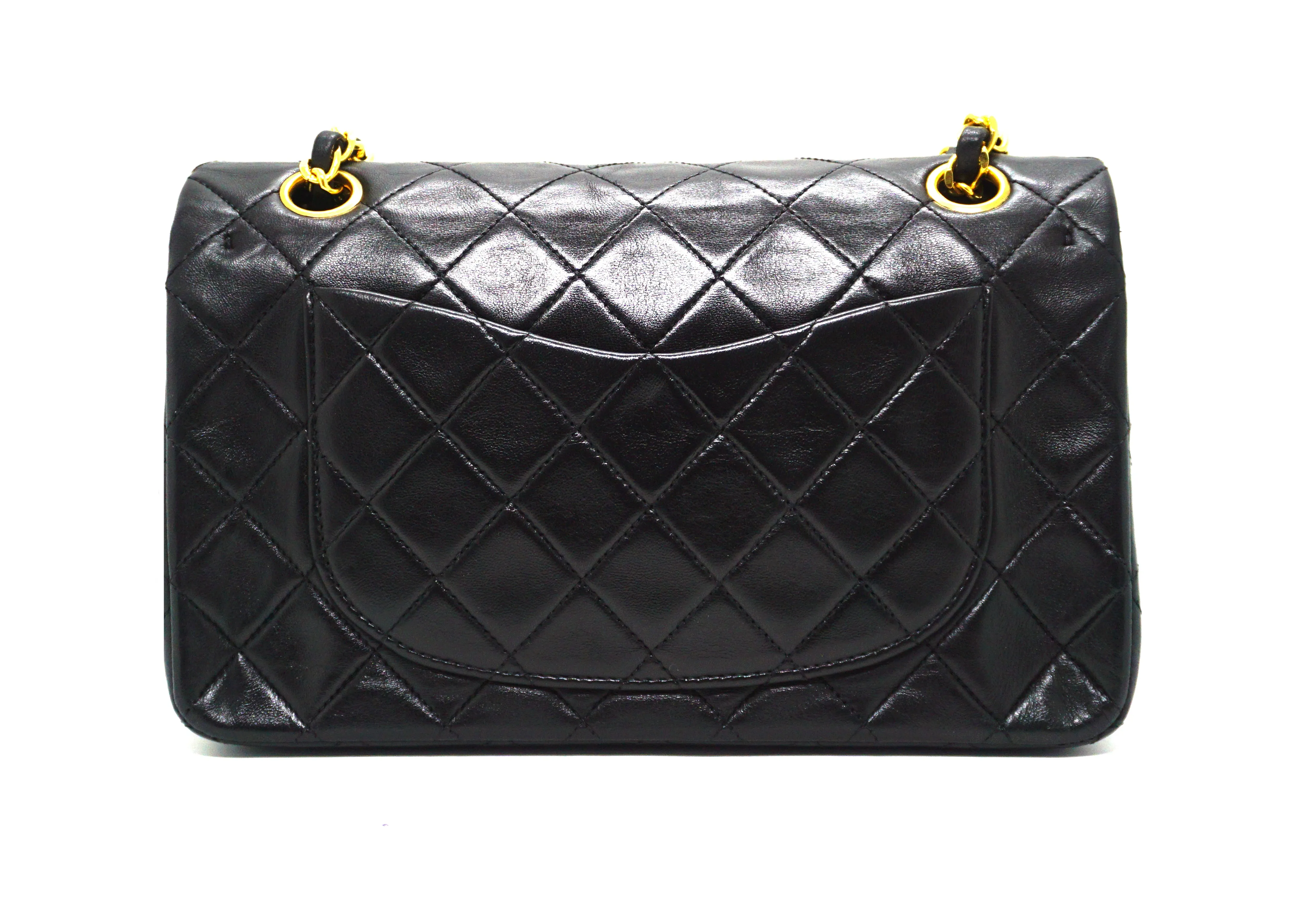 Chanel Vintage Black Lambskin Small Classic Double Flap