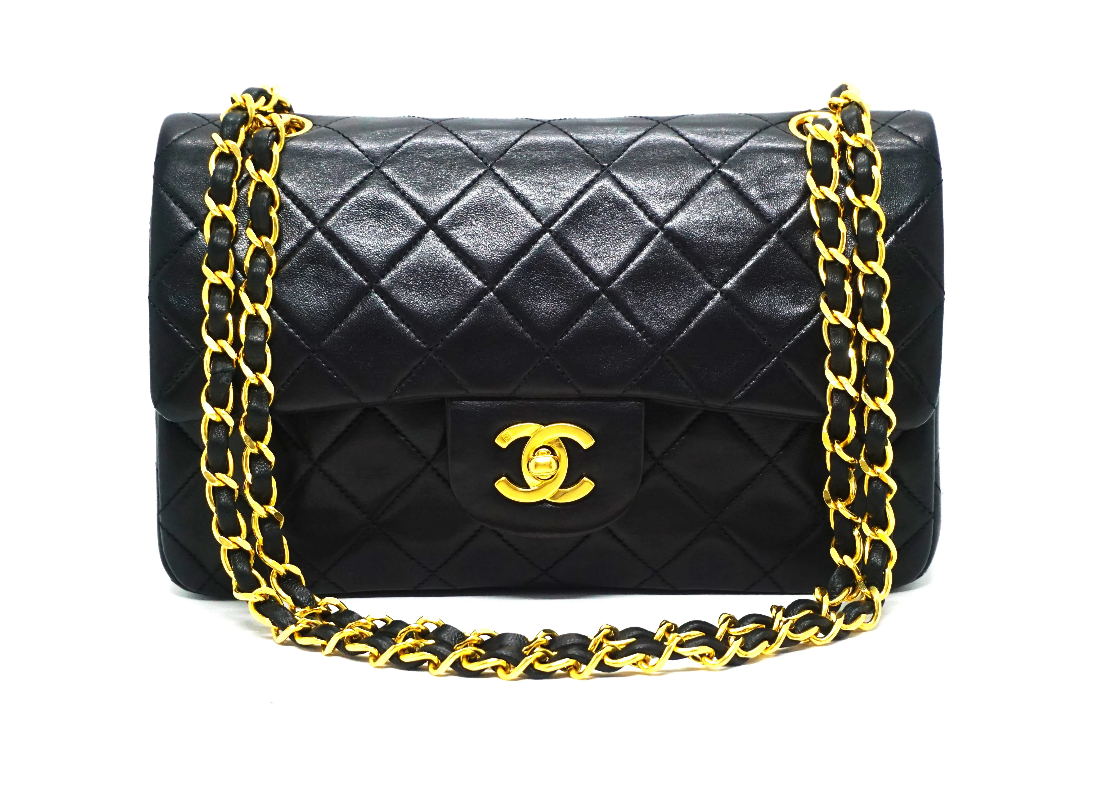 Chanel Vintage Black Lambskin Small Classic Double Flap