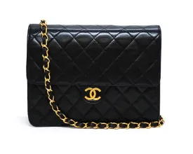 Chanel Vintage Black Lambskin Small Classic Half Flap Bag