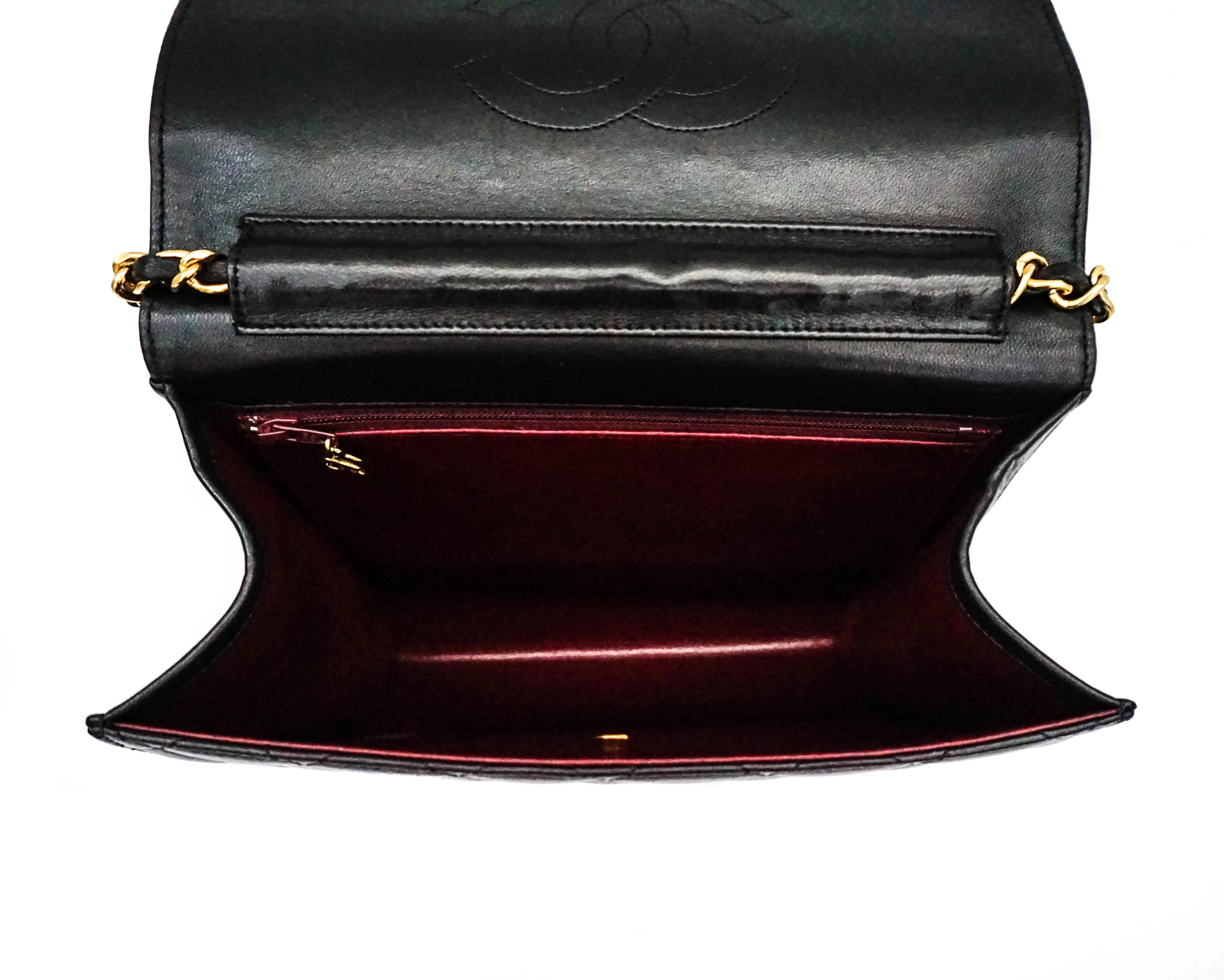 Chanel Vintage Black Lambskin Small Classic Half Flap Bag