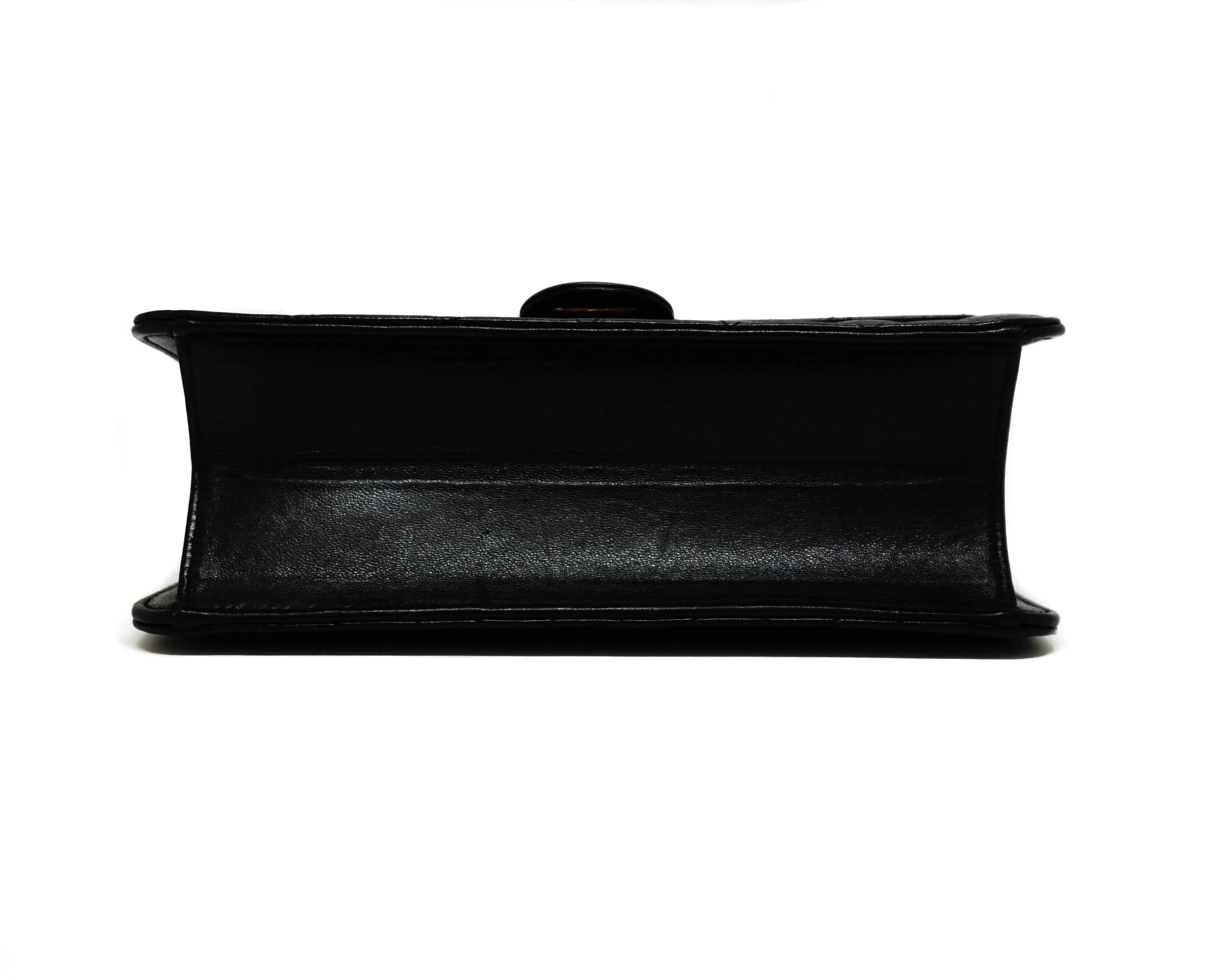 Chanel Vintage Black Lambskin Small Classic Half Flap Bag